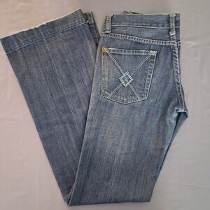 Women's 7 For All Mankiind Flare Leg Dojo Jeans SZ 29 Style Embellished Pockets